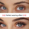 Close-up of a woman's eyes showing the perfect wearing effect of ultra-dense false eyelashes.