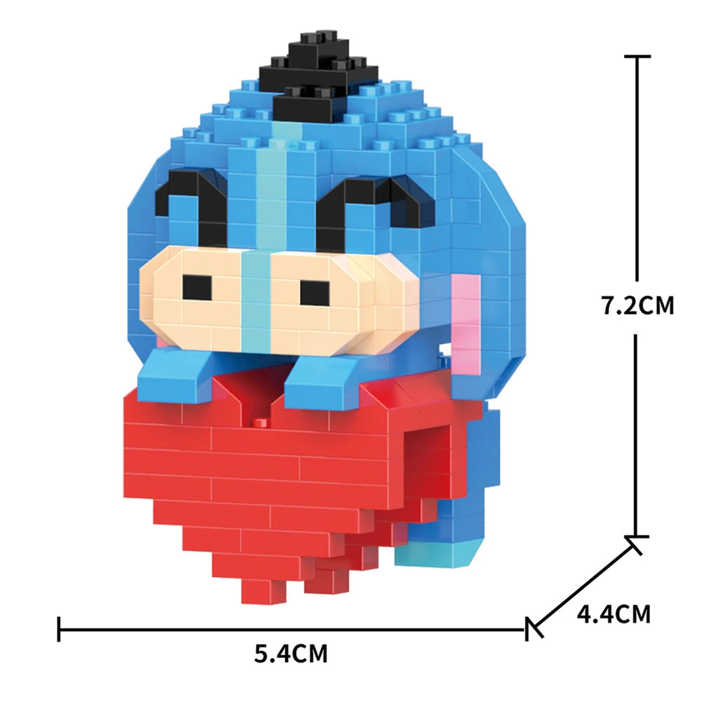 A blue and red micro building block figurine of a bull or bovine animal.