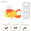 Juguete para perros en forma de pato amarillo que dispensa premios, con nariz y patas naranjas.