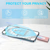 A transparent screen protector is applied to a smartphone, demonstrating privacy features like high safety and independent pa