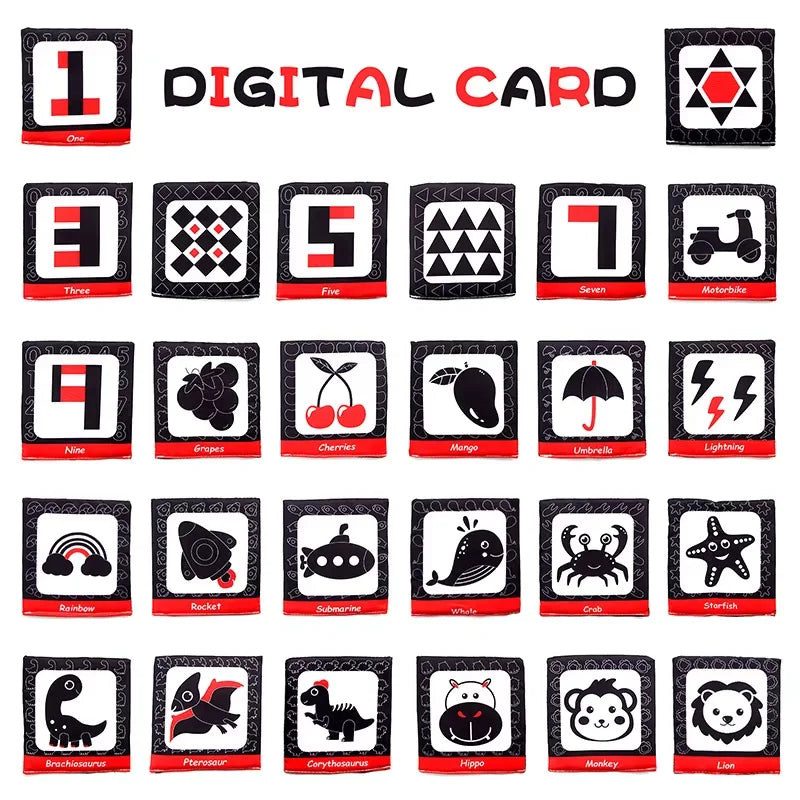 A set of digital flash cards featuring numbers one through nine and corresponding letters, displayed in a grid format.