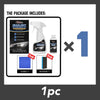 A package containing a headlight refurbishment kit including a light, a bottle of protective agent, a towel, and a sponge.
