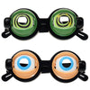 Pair of novelty funny glasses with large blue and orange eyes