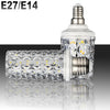 A clear crystal LED light bulb with a silver base and screw-in fitting, shown next to its complete bulb form.