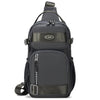 A dark gray men's versatile crossbody backpack with a sporty design and multiple compartments.