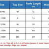 A size chart for boys' casual straight-leg denim jeans showing measurements for different sizes and recommended heights.