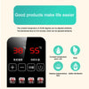 A digital display shows temperature settings for a multi-function baby bottle warmer and sterilizer with options for various 