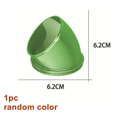 A single green marble run building block funnel with dimensions 6.2cm by 6.2cm.