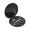 Black multi-head fast charging cable organizer with storage case open, showing multiple cables inside.