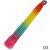 A long, pre-braided ponytail extension featuring a vibrant gradient of orange, yellow, green, and pink colors.