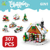 A set of 307 pieces Christmas building blocks featuring a snow house, Santa, and deer figures.