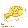 Yellow marble run building block set with tracks and funnels shown from above.