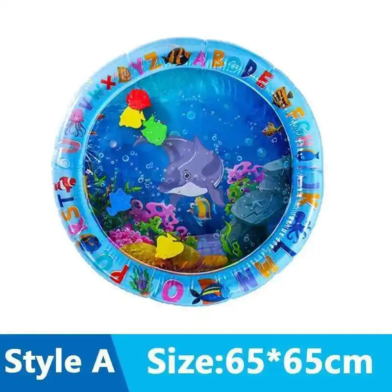 Alfombrilla interactiva azul para gatos con diseño de pez y letras del abecedario