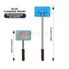 Blue telescopic cleaning brush with a soft, absorbent cleaning pad for wiping and defogging car washing.