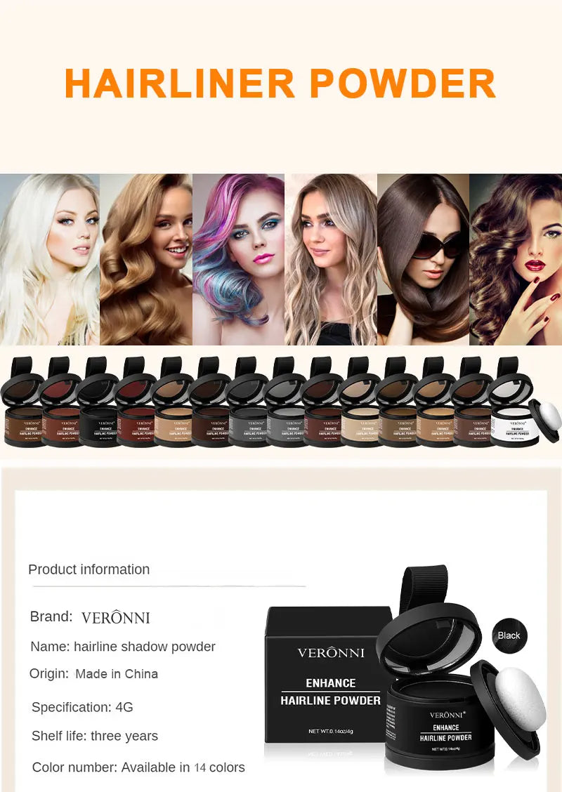 A collection of Verònni hairline shadow powder products in various shades displayed for sale.