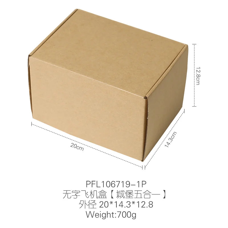 A cardboard box containing a wooden rocket stacking toy with shape sorter features dimensions 20cm x 14.3cm x 12.8cm and weig