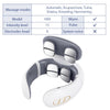 A white and gray TENS pulse massager device shaped like a neck and shoulder brace.