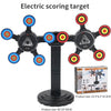 Electric scoring target with multiple colored targets mounted on a stand