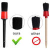 A set of black detailing brushes shown with a comparison between ours and other brands.