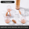 L-transparent silicone furniture leg pads with felt bottoms for scratch protection, showing various sizes.
