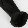 Black women's thermal underwear set with fleece lining shown in a close-up view.