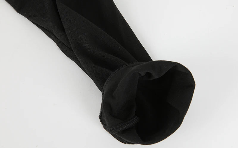 Black women's thermal underwear set with fleece lining shown in a close-up view.