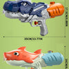 A silver and orange dinosaur-themed water gun toy for kids, shown in a side view.