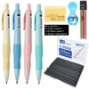 A set of 4 pencils, 12 color leads, and an eraser for a 2.0mm mechanical pencil set.
