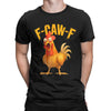 تيشيرت أسود برسوم دجاجة ونص F-CAW-F بالخط الأصفر