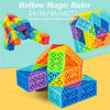 A colorful hollow magic ruler made of geometric segments in various colors and lengths.
