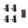 Set of four black reflective camping guy lines with aluminum tensioners and a black storage pouch