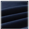 Dark blue denim collar fleece pullover sweatshirt folded and displayed against a white background.
