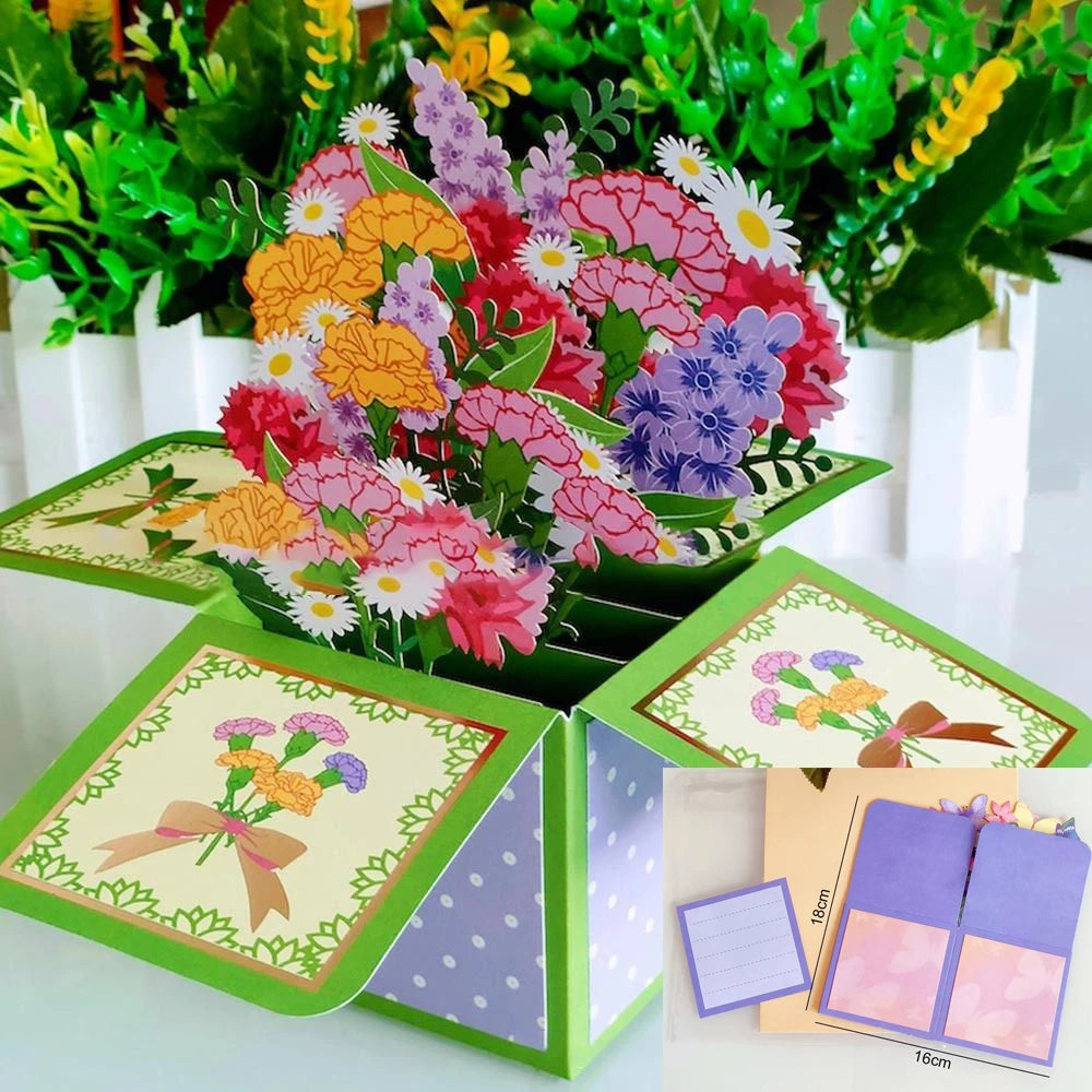 A green pop-up card featuring a love tree design with a couple silhouette and floral accents.