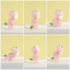 Pink cartoon hero police night light for kids shown in various angles against a light yellow background.