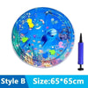 Tapete circular azul con diseño interactivo de peces para gatos