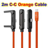Lot de 2 câbles USB-C orange de 2m avec supports intégrés pour téléphone.
