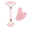 Set de rodillo de jade y gua sha de cuarzo rosa para masaje facial