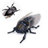 A detailed wind-up model of a dark insect, resembling a ladybug or bee, shown alongside a smaller version.