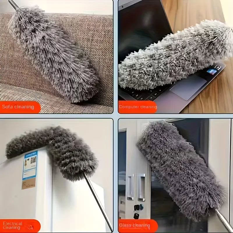 Støvdott i mikrofiber med bøybart hode, egnet for rengjøring av sofa, datamaskin og glass.