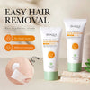 En flaske Bioaqua Aloe Vera Mild Hair Removal Cream med en engangspad og ingredienser.
