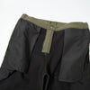 Black waterproof insulated fleece pants with olive green waistband and zipper detail.