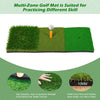Multi-zone golf mat showing three different grass heights for practicing various skills