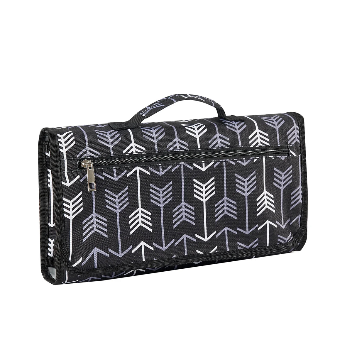 Black portable waterproof 3-in-1 baby changing pad with a handle