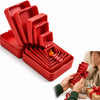 A hand is opening a red 3D-printed nested surprise box, revealing multiple layers of compartments.