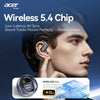 Gros plan d'un homme portant un dispositif auriculaire Acer Wireless 5.4 à oreille ouverte.