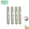 A set of four grey-green needle threaders and seam rippers for sewing projects.