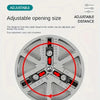 Close-up view of an adjustable opening size mechanism on a universal hole saw kit.