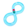 A blue plastic cat turntable toy with a tunnel and a red teaser wand.