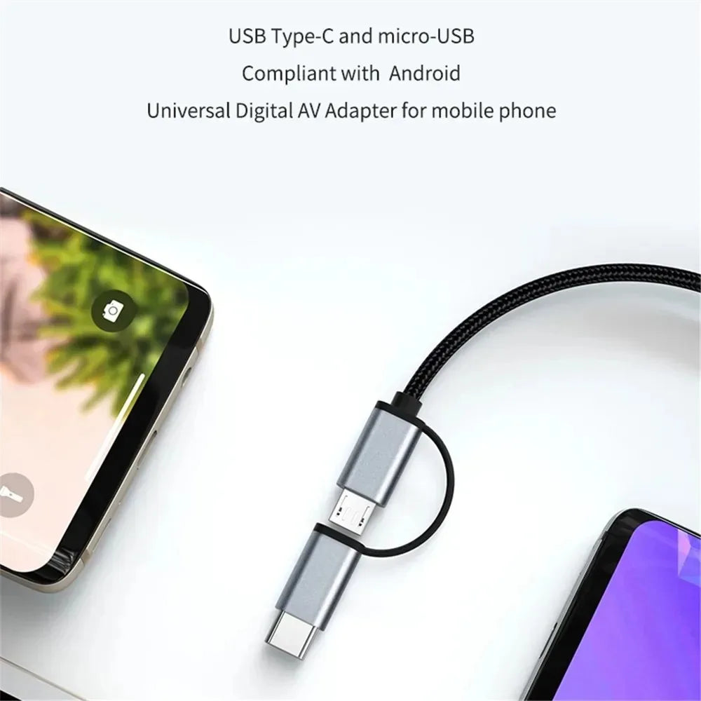 USB Type-C and micro-USB compliant digital AV adapter for mobile phone