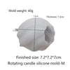 A white silicone mold for a rotating candle, showing its dimensions and thickness.